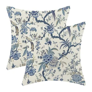 Spring Floral Birds Pillow Covers 20 x 20 Inch Set of 2 for Chinoiserie Flowe... - Picture 1 of 7