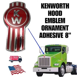 Fits Kenworth Bug Hood Grille Logo Emblem Badge Chrome Red - Picture 1 of 8