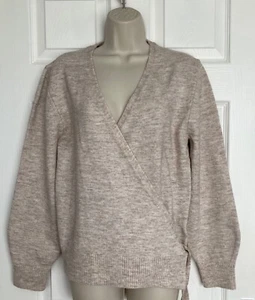 NEW M&S Ladies Light Natural Long Sleeve Wrapover Jumper Size M - Picture 1 of 3