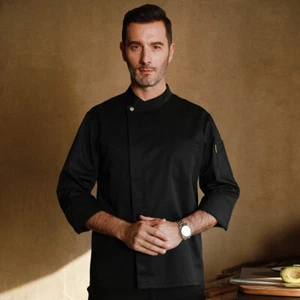 Men Chef Uniform Kitchen Jacket Coat Short/Long Sleeve Cooking Restaurant Top - Picture 1 of 27