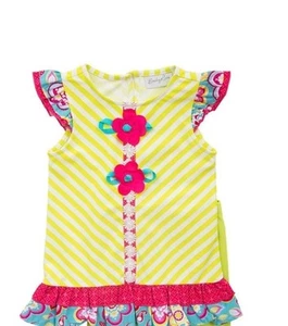EMILY ROSE LIME GREEN/PINK  FLORAL DRESS TOP SIZE 6 - Picture 1 of 1