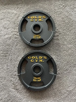 Placas de peso Gold's Gym Olympic Grip 25 lb par de hierro fundido 50 libras en total Foto 1 de 4