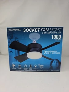 Bell + Howell 15.7-Inch Indoor Matte Black LED Socket Ceiling Fan w Remote OpenB - Picture 1 of 12