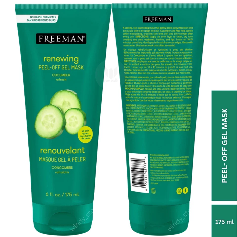 2 x Freeman Beauty Cucumber Peel Off Gel Mask 175ml For Soft Beautiful Skin - Image 1 of 4