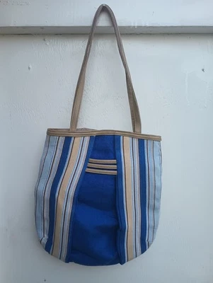 Bolso de Hombro Longaberger Homestead Tela Azul Cierre Magnético Ciudad Oficina  Foto 1 de 4