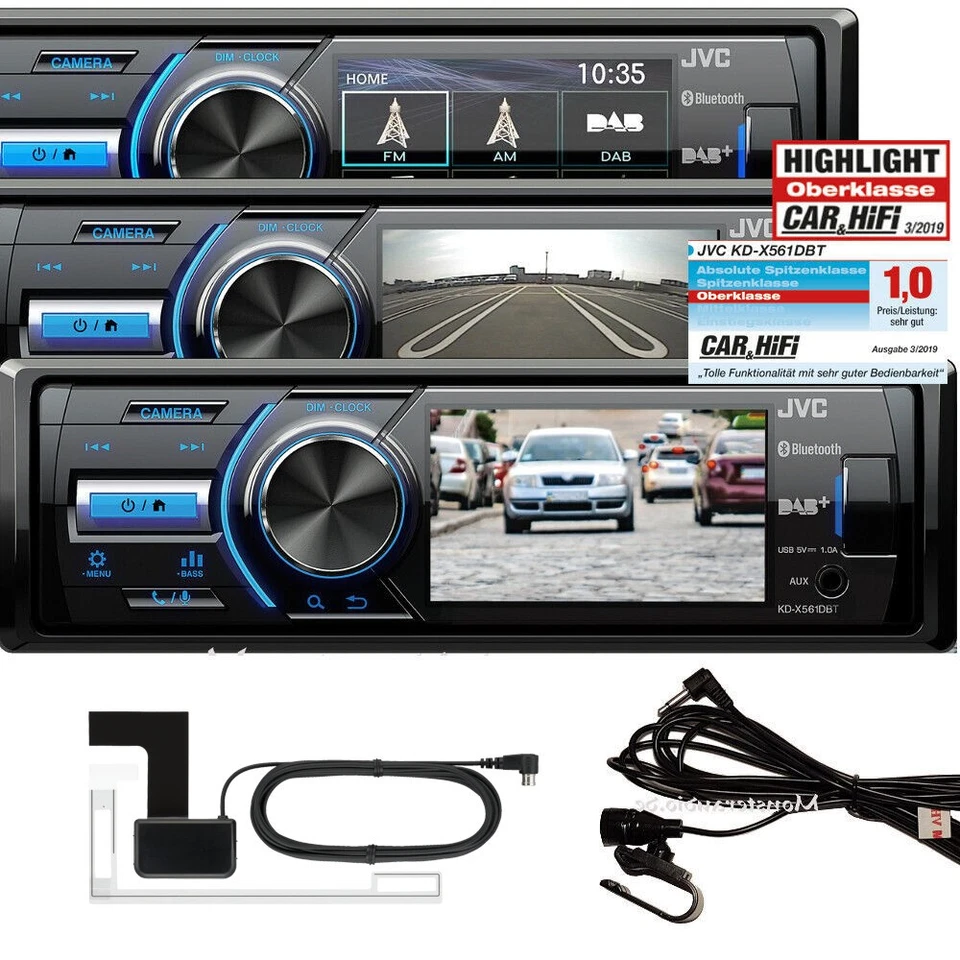 JVC KD-X561DBT 3" TFT Display für Rückfahrkamera DAB+ Bluetooth USB Autoradio - Bild 1 von 2