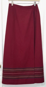 Eddie Bauer Women's Maroon (Garnet Red) Wool Blend Full Wrap Maxi Skirt, Size 6 - Picture 1 of 11