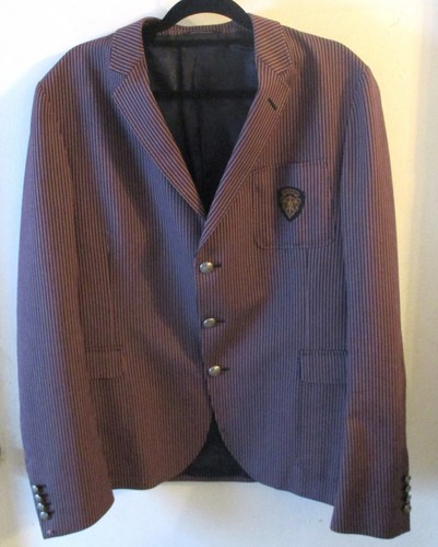 Blazer cappotto sportivo Gucci Svizzera rosso e blu a righe crest tasca taglia 48R