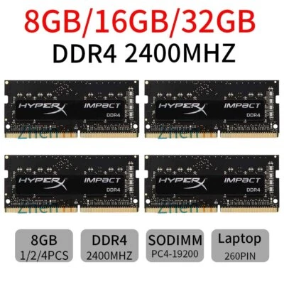 For HyperX Impact 32GB 16GB 8GB DDR4 PC4-19200 2400 1.2V 260Pin Laptop RAM Lot - Image 1 of 4