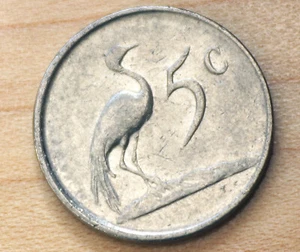 1981 South Africa 5 Cents Blue Crane - Picture 1 of 4