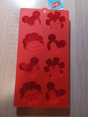 Disney Mickey Mouse Snowflake Mold Ice Cube Tray Silicon Red New /w Tags - Image 1 of 3