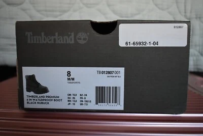 Б/у МАЛЫШ TIMBERLAND ПЕРВОКЛАССНЫЙ 6» ВОДОНЕПРОНИЦАЕМЫЙ ЗАГРУЗКИ ЧЕРНЫЙ НУБУК TB2 - Изображение 1 из 4