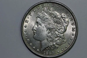 1889-P Morgan 90% Silver Dollar Super Slider Grades About Uncirculated  MDX4121 - Picture 1 of 4