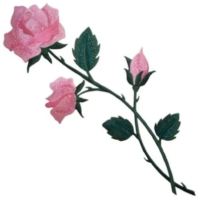 Extra Large Pink Rose Applique Patch - Embroidered Flower Badge 10.5" (Iron On) - Image 1 of 2