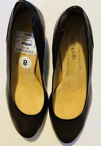 SOFTSPOTS Women’s Brown Wedge Heels - Brown Leather Cushioned Pumps Sz 8W - Picture 1 of 4