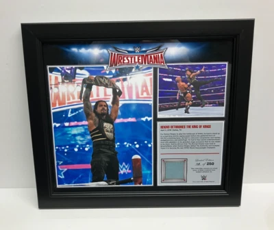 Roman Reigns WWE emoldurado 15x17 WrestleMania 32 emoldurado com anel de lona - LE 250 - Imagem 1 de 4