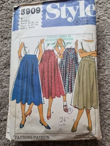STYLE pattern 3909 Misses' Set of Skirts Size 8-12 Waist 24"-261/2" - Picture 1 of 2