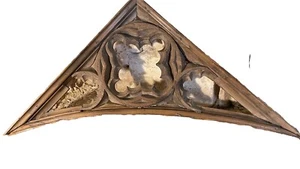 17th Century Oak And Pine Gothic Triangle Carved And Pierced Wall Decoration - Picture 1 of 24