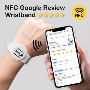 White Google Review NFC Wristband, Bracelet, Watch Strap, Boost Google Review - Picture 1 of 10