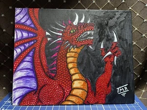 “Wise Red Wyrm” Original Dragon Art Terry Rosler 8x10 Canvas 2016 - Picture 1 of 8