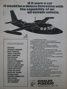 6/1975 PUB AVION PIAGGIO P.166-BL2 MULTIMISSION AIRCRAFT ORIGINAL AD - Picture 1 of 1