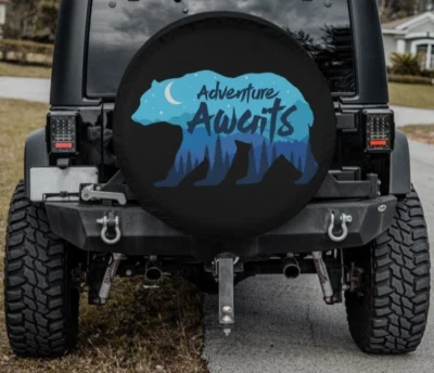 29" Spare Tire Cover Adventure Awaits California Bear Universal for Jeep RV SUV Foto 1 de 4