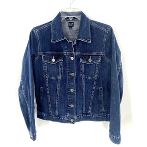 Gap Womens Stretch Denim Jean Trucker Jacket Y2K Blue Button Front Size S - Picture 1 of 10