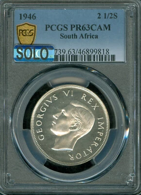 1946 SOUTH AFRICA 2.5 SHILLING PCGS PR63 CAM MAC SOLO FINEST SPOTLESS 150 MINT - Image 1 of 2
