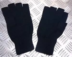 Calidad Acrílico Negro Mitones / Guantes Punto Puños - Nuevo - Imagen 1 de 5