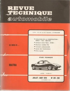 REVUE TECHNIQUE AUTOMOBILE 291 RTA 1970 MATRA 530 M530 & LX EVO SIMCA 1100 69 70 - Foto 1 di 5