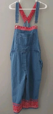 Mono de mezclilla recortado vintage Agapo rojo cachemir bandana ribete rancho occidental talla L Foto 1 de 4