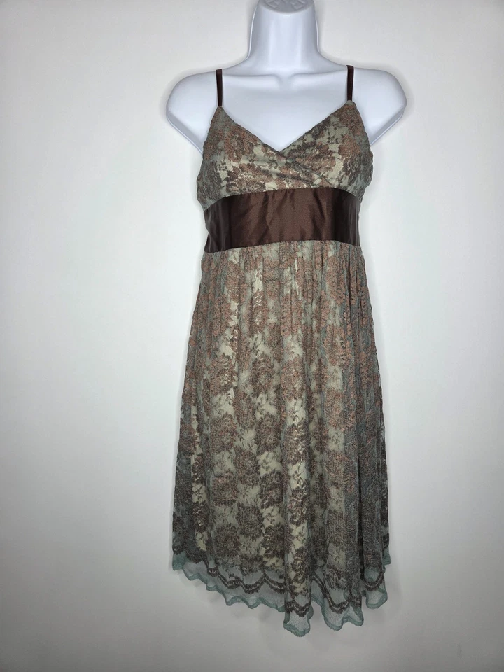 Vestido Babydoll Aqua Para Mujer Vintage Y2K Verde Marrón Encaje Talla XL Fairy Grunge Foto 1 de 4
