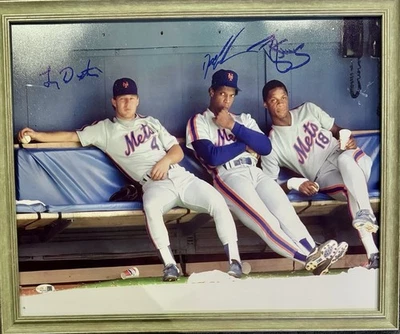 NY METS Doc Gooden, Darryl Strawberry & Lenny Dykstra Signed 16x20 JSA WITNESS!! - Image 1 of 2