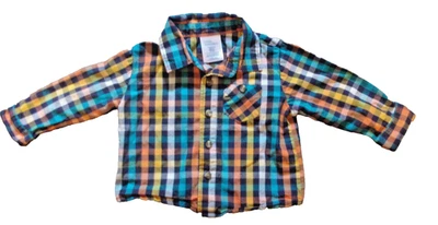 Camisa colorida LITTLE WONDERS 6-9 meses infantes niños manga larga abotonada Foto 1 de 4