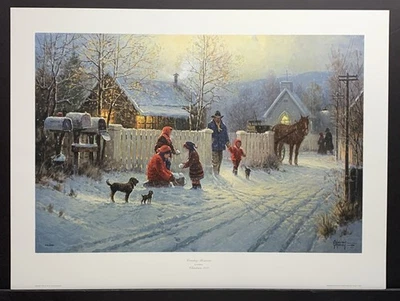 Impresión de edición limitada firmada a mano por G. Harvey “Country Memories” Navidad 2000 Foto 1 de 4