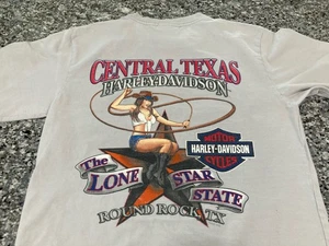 Camiseta pequeña vintage Harley Davidson 2008 Rally Legend Round Rock Texas gris - Imagen 1 de 9