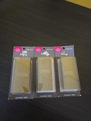 New (3) Fabany Hook & Loop 6" X 4"  Fabric Rectangle Beige Sticky Back Fastener - Image 1 of 4