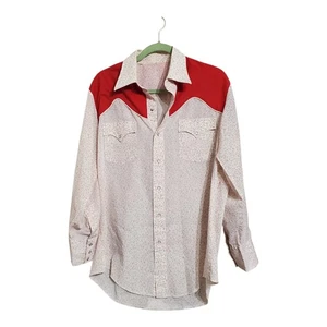 Vintage Karman Western Passe Blumen Langarm Perlen Druckknopf Hemd Cowboy Rodeo - Bild 1 von 19