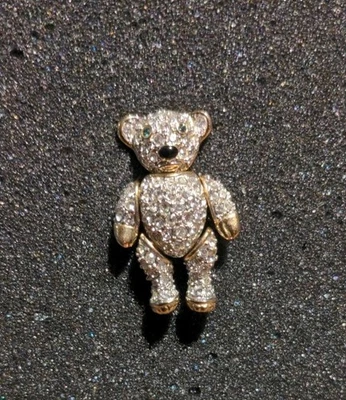 Butler And Wilson Fully Articulated Crystal Teddy Bear Brooch - Image 1 of 3