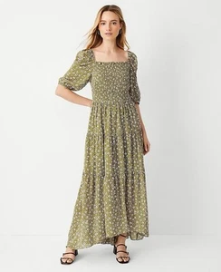 Ann Taylor Floral Smocked Bodice Maxi Dress Size 12 FREE SHIPPING - Picture 1 of 4