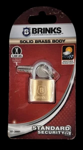 Brinks Solid Brass Body Key Lock  1300 lb Cut & Weather  Resistant 161-30001 - Picture 1 of 3