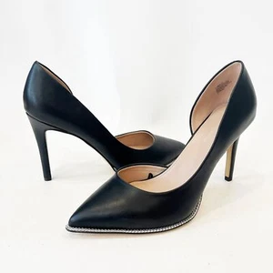 BCBGeneration Black Harnoy D'Orsay Heels Silver Chain Size 9.5 Date Night Out - Picture 1 of 8