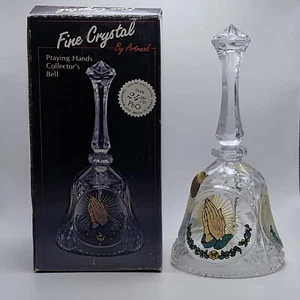 Campanella vintage vetro trasparente fine cristallo mani preghiera decorata a mano da collezione - Foto 1 di 6
