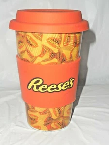 Galerie Reeses Peanut Butter Ceramic Travel Coffee Tea Mug w/ Silicone Lid - Picture 1 of 11