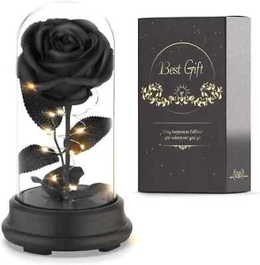 Forever Preserved Real Black Rose Flower Birthday Gifts for Mom Women,Valenti... - Picture 1 of 12