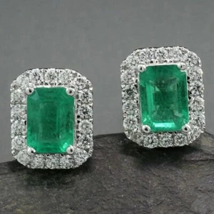 Ohrstecker Smaragd Brillant 750er Weißgold Wert 4.850 Euro NEU Emerald Brillant - Picture 1 of 7