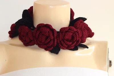 Bufanda Rosa Borgoña - Bufanda Borgoña y Negra - Calentador de Cuello Borgoña - Collar Rosa Foto 1 de 4