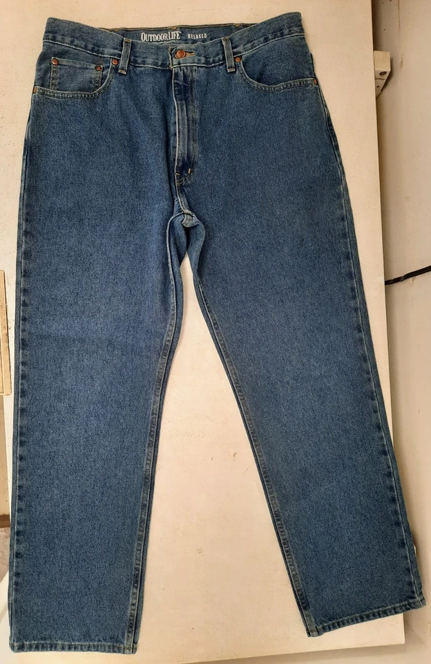 Pantalones de mezclilla Outdoor Life para hombre talla 36x32 azul recto calce relajado, ligeramente usados Foto 1 de 1