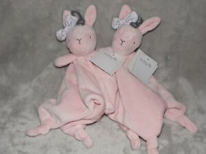 Sainsburys bunny soft toy TWO NEW Tu pink rabbit blankie floral bow