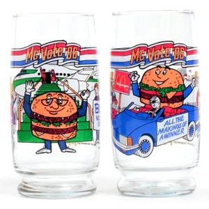 Vintage McDonald's 1986 McVote 86 BIG MAC McDLT Glasses Set of 2 - Picture 1 of 3